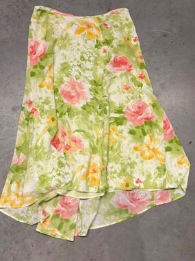 Emma James Yellow and Green Floral Midi Skirt